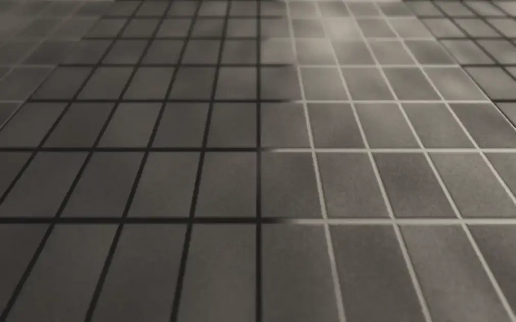 Floor tile in perspective, grout lines dark on the left and bright on the right